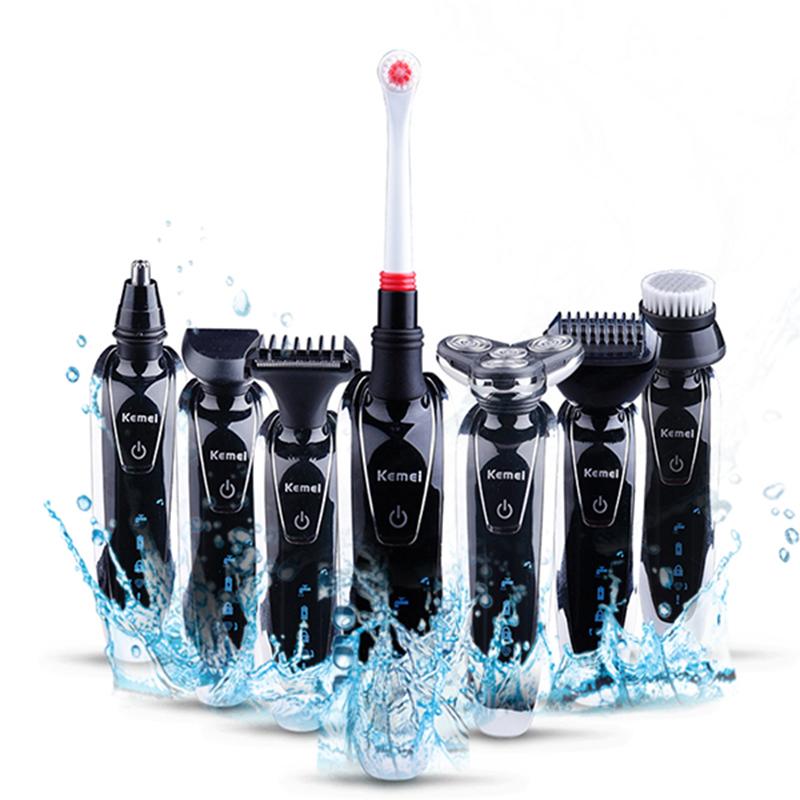 Kemei 7 in 1 Men's 3D Electric Shaver, Beard Trimmer, Toothbrush Rechargeable Razor for Men’s Shaving