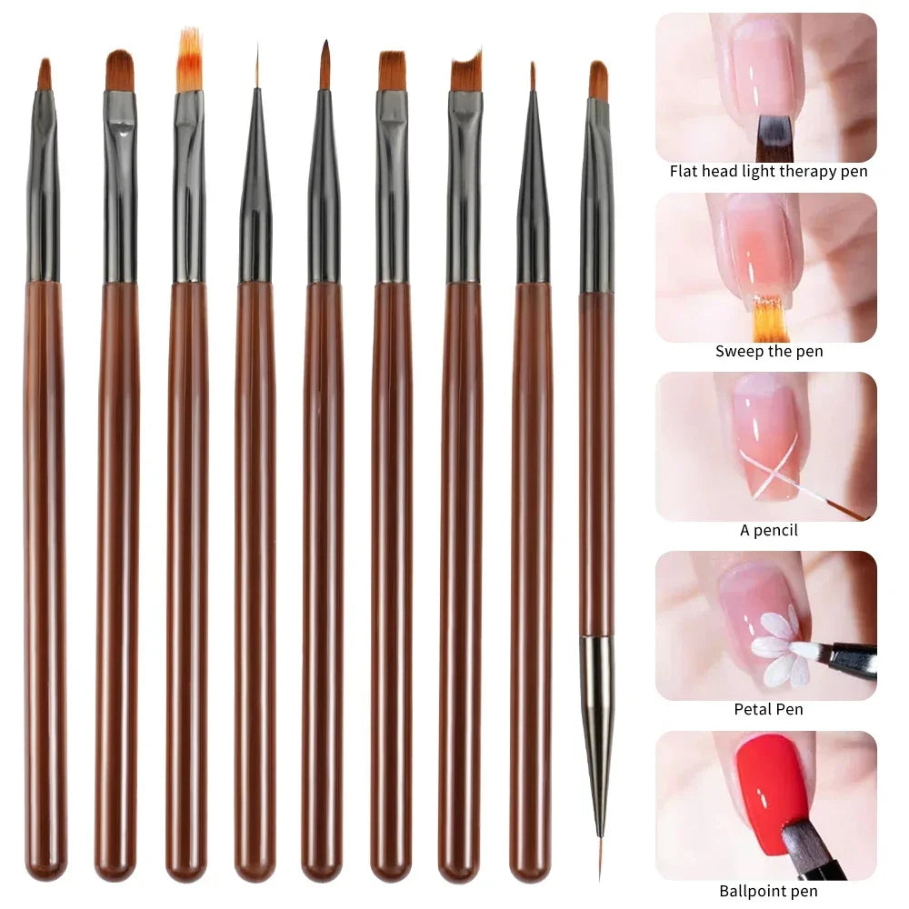 9PCS UV Gel Nail Brush Set