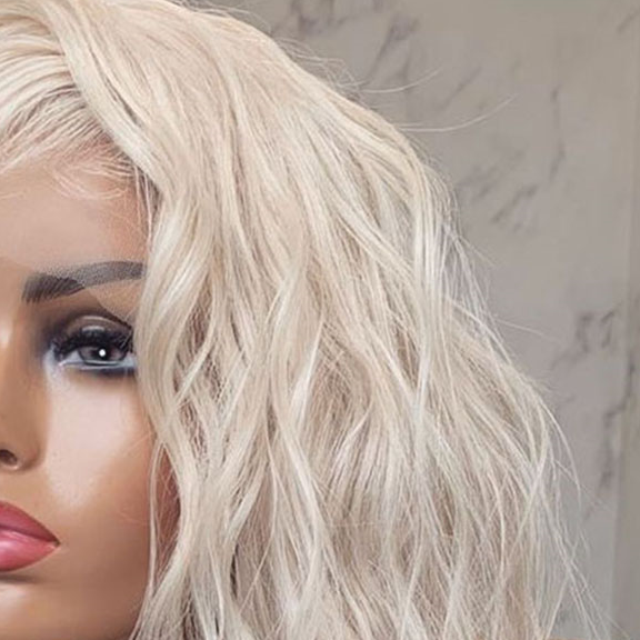 Blonde -  Front Lace Chemical Fiber To Shoulder Short Curly Wig 10” - 18”