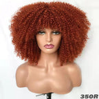 Multi Colored - Small Curly Synthetic Chemical Fiber Wig Full Head Set