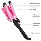 Deep Wave Iron LED Ceramic Triple Barrel Hair Irons Hair Waver Wand