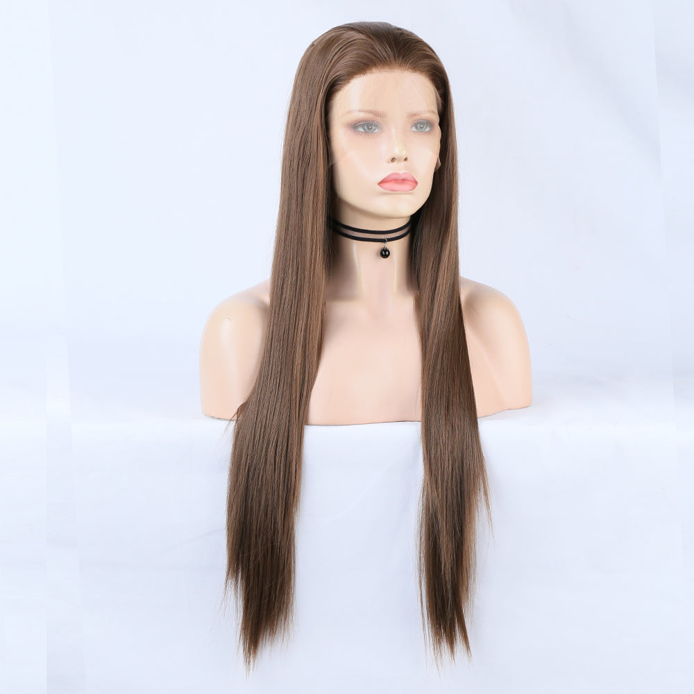 Basic Brown - Goddess Wig Natural Realistic Chemical Fiber Front Lace 22”-26”