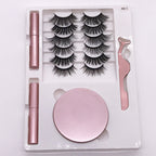 Eight Pairs Of Magnet False Eyelashes With Round Box Mirror & Magnetic Eyeliner Liquid