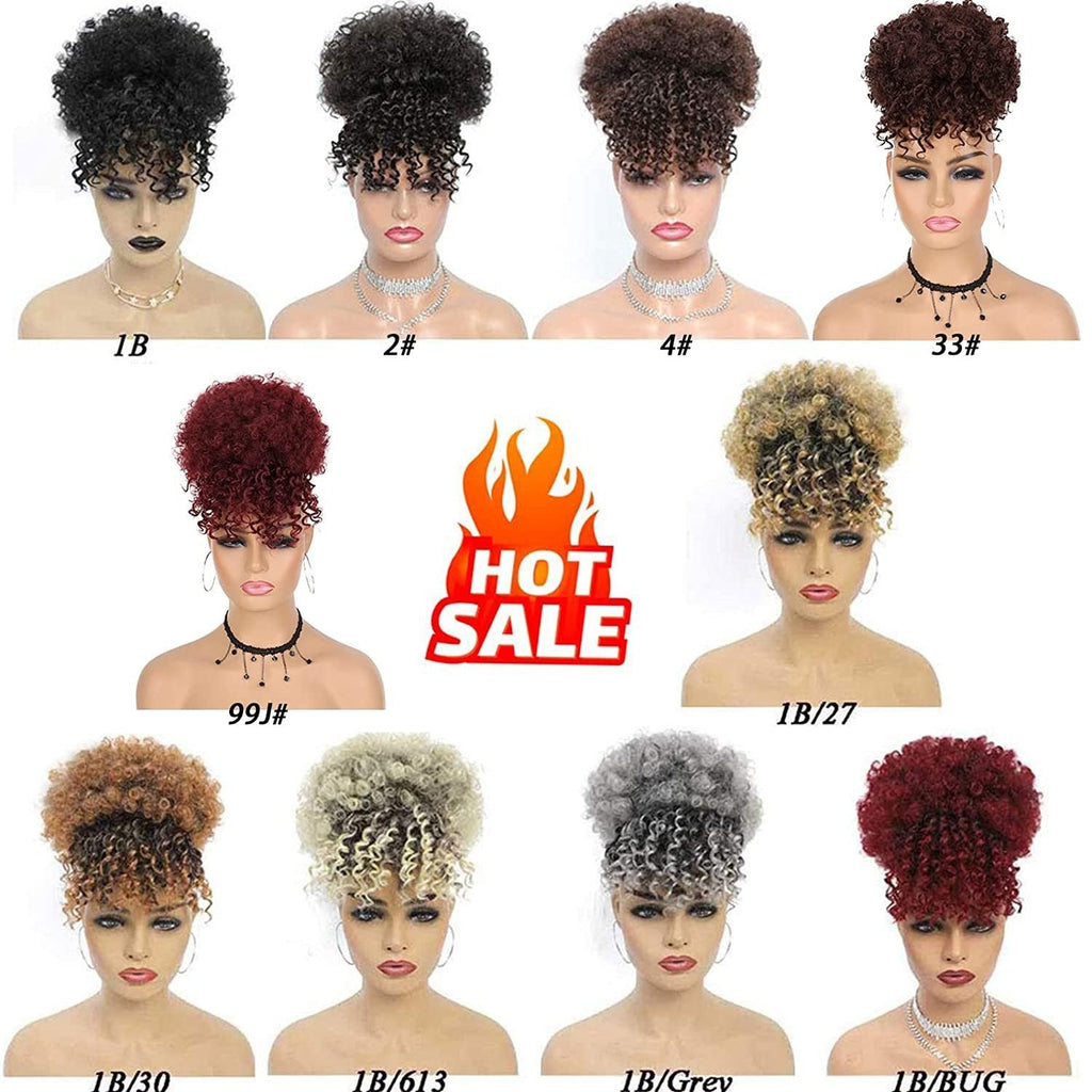 American Up-Do Wig with Bangs -Multiple Colors
