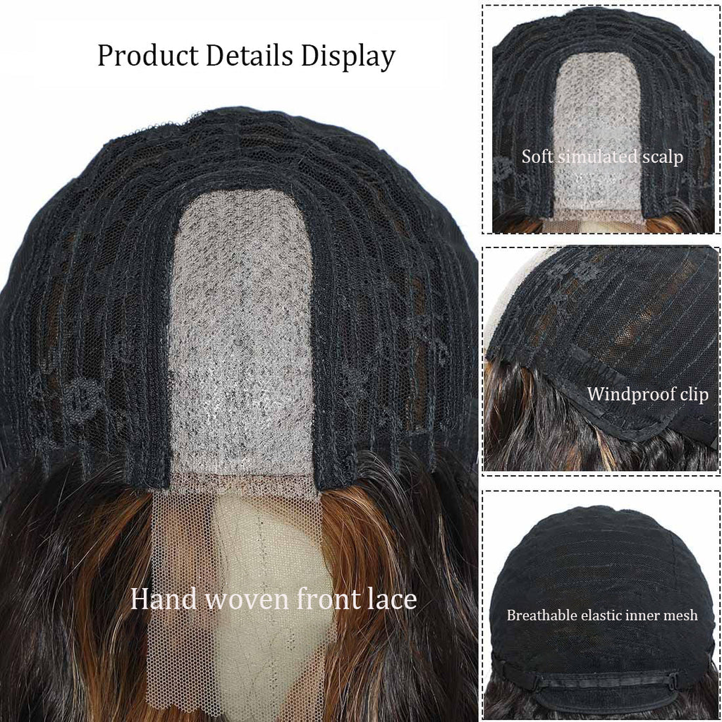 Multi Colored - Small Center Split Large Wavy Long Curly Front Lace Wigs