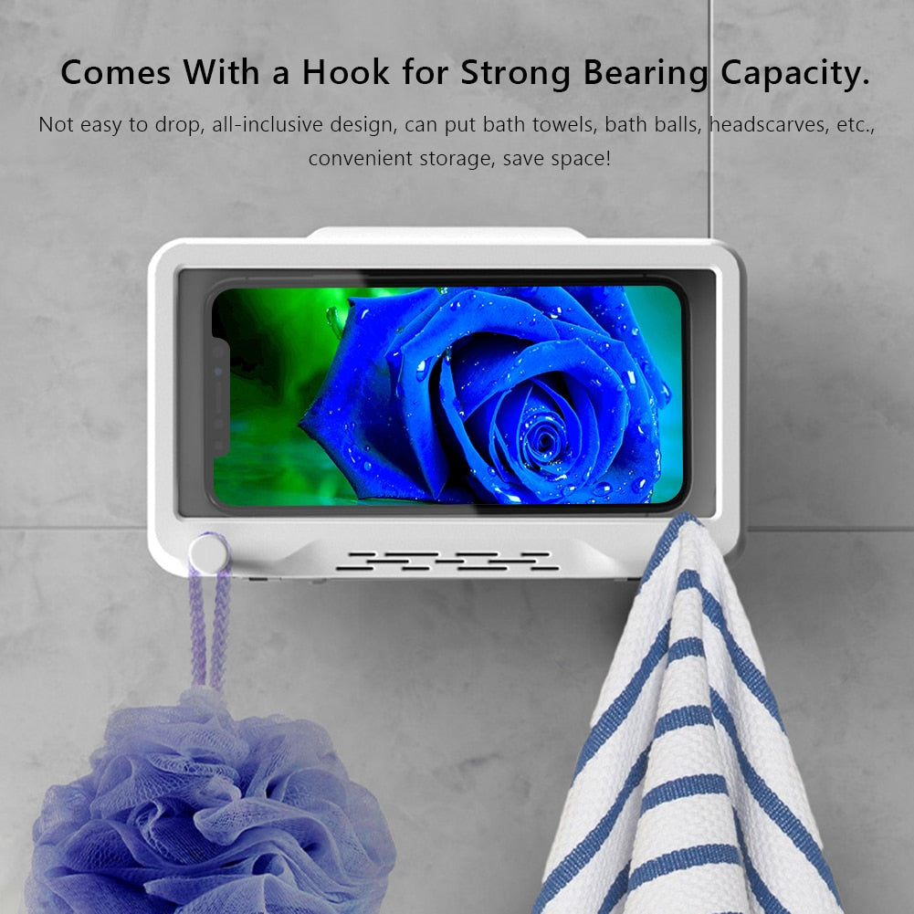 Shower Phone Box Upgrade -  Waterproof Phone Box Wall Mounted  With Hooks Self-Adhesive