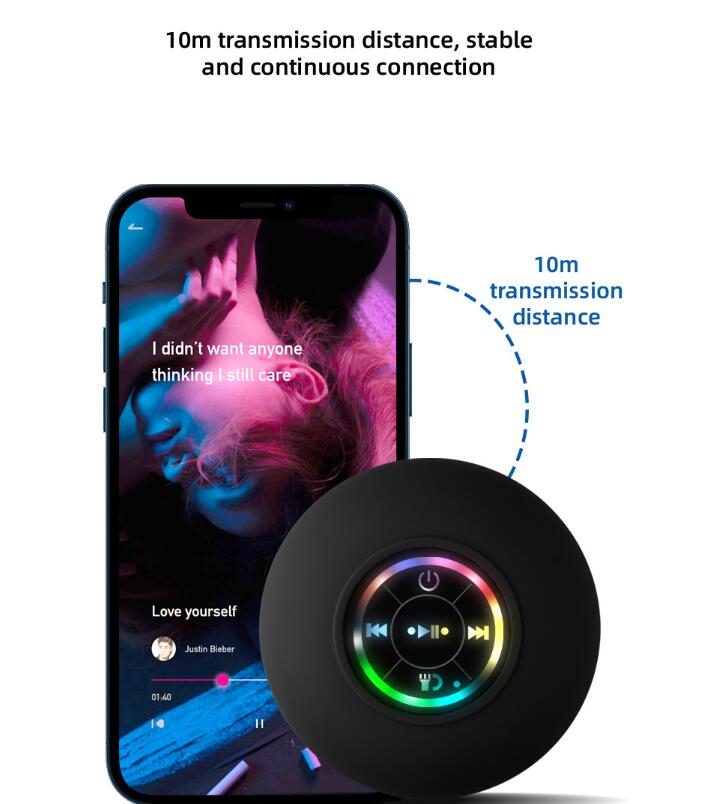 Waterproof Shower Bluetooth Speaker - LED Light Waterproof Portable Bluetooth Speaker
