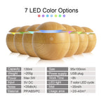 Natural Wood - Ultrasonic 7 Color LED Humidifier & Aromatherapy Diffuser