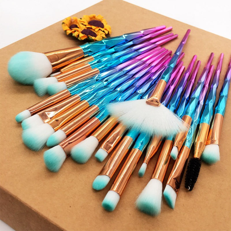 Diamonds - 20 Piece Set Colorful Diamond Transparent Make Up Brushes