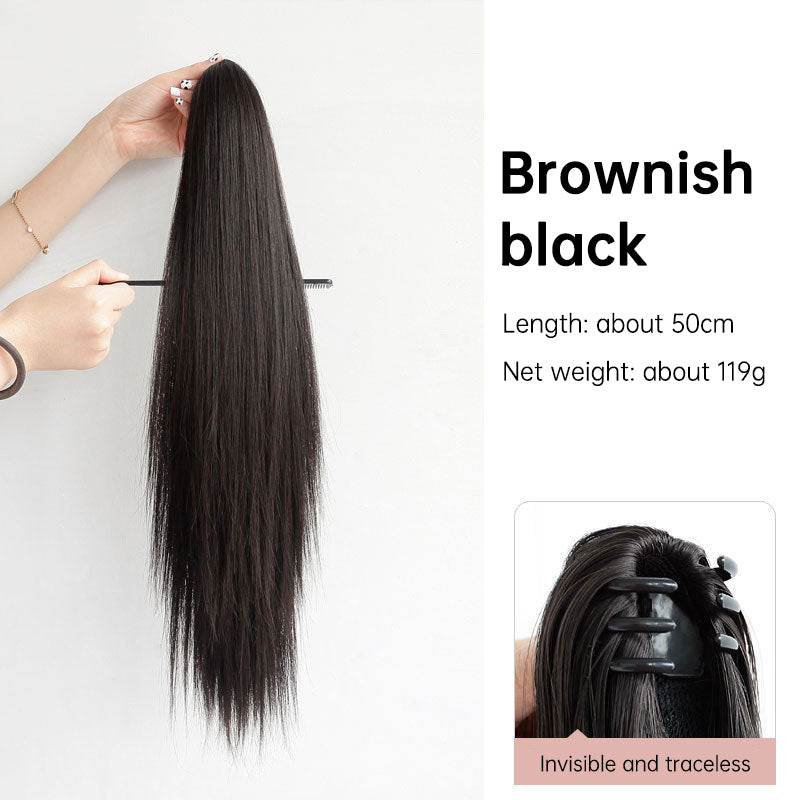 Multi Colored Options - Grab Clip On Ponytail Straight Synthetic