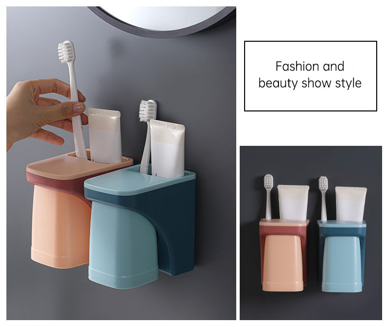 Toothbrush Holder - Mounted Toothbrush & Cup Holder