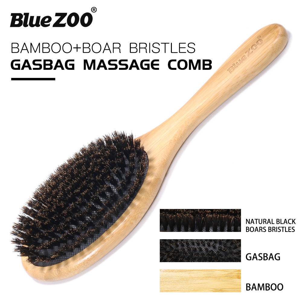 BlueZOO - Bamboo Black Boar Bristle Brush