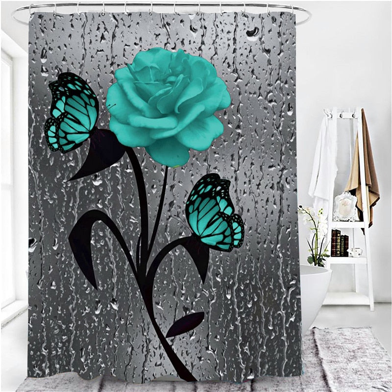 Roses & Butterflies - HD Polyester Waterproof Bathroom Sets