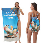 Two-in-One Beach Towel Bag - Printed Bath Towel All-In-One Beach Towel & Storage Bag