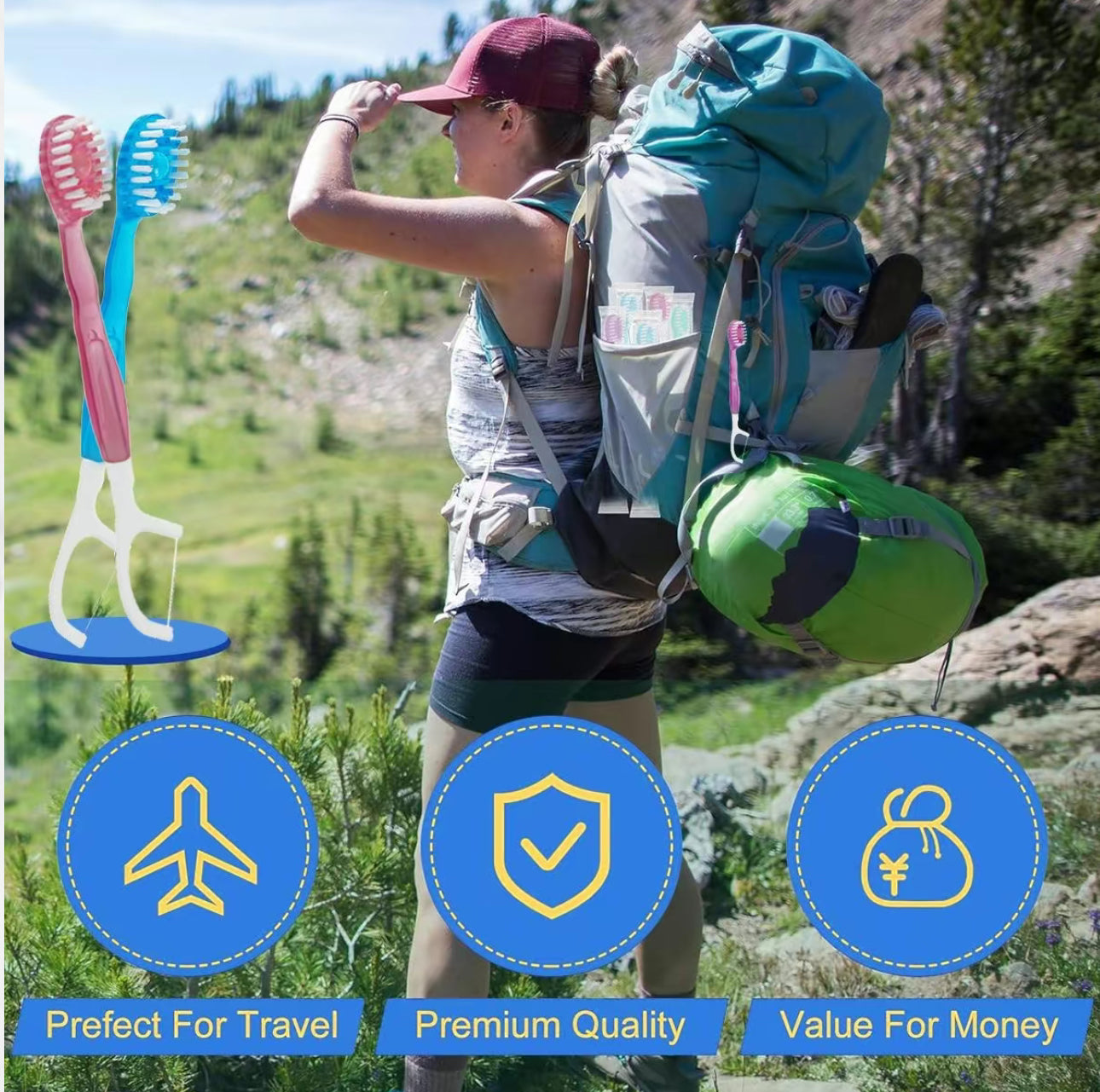 Max Fresh On The Go Kit - Toothbrush, Pick, Toothpaste, Tongue Scraper (26pc)