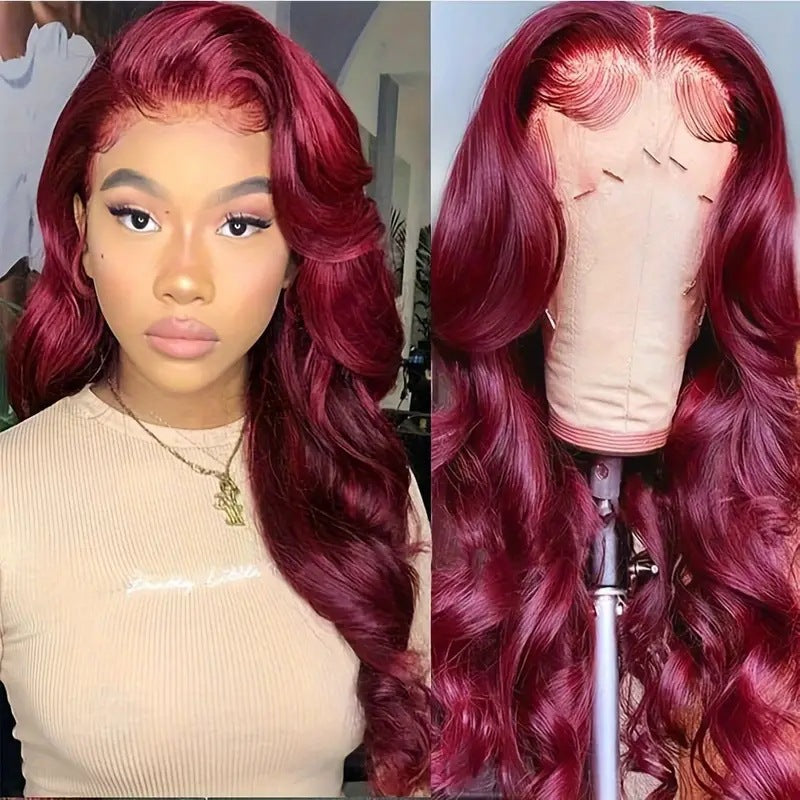 Synthetic Wine Red Wig