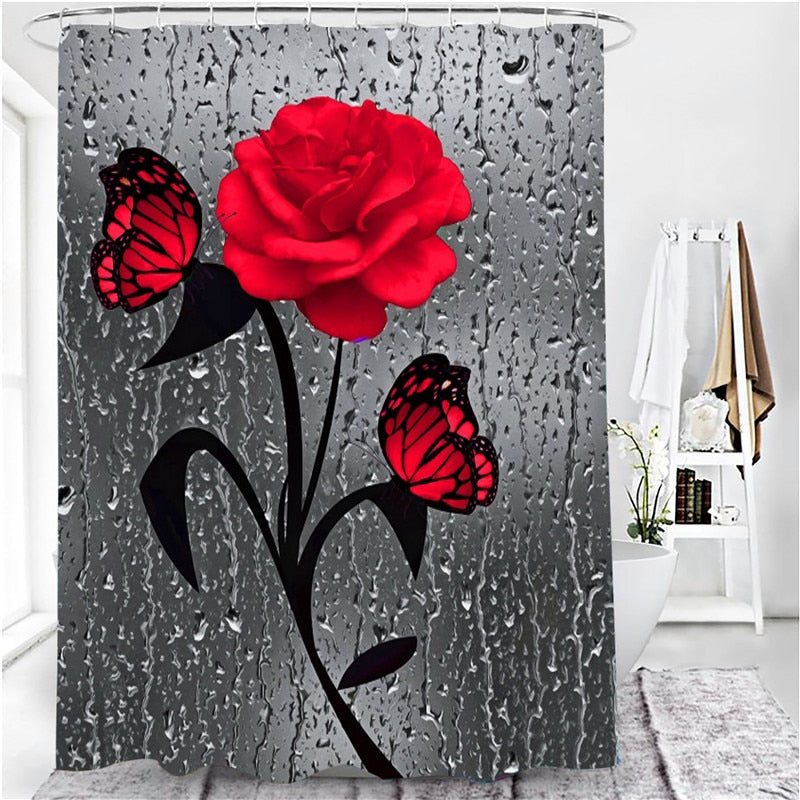 Roses & Butterflies - HD Polyester Waterproof Bathroom Sets