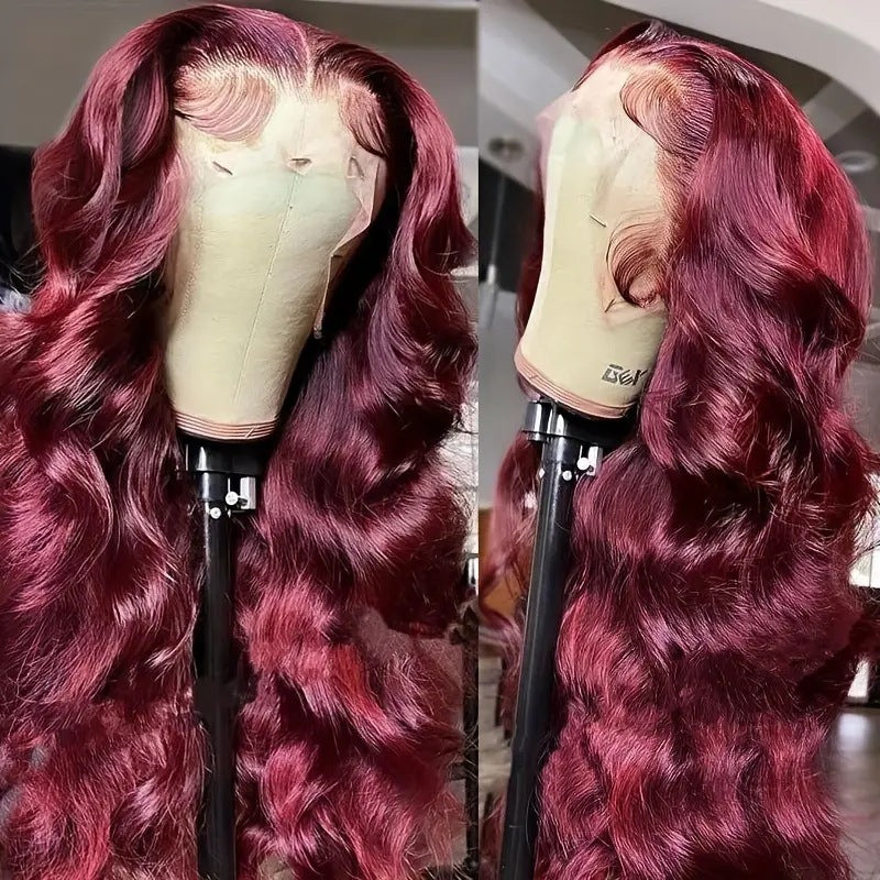 Synthetic Wine Red Wig