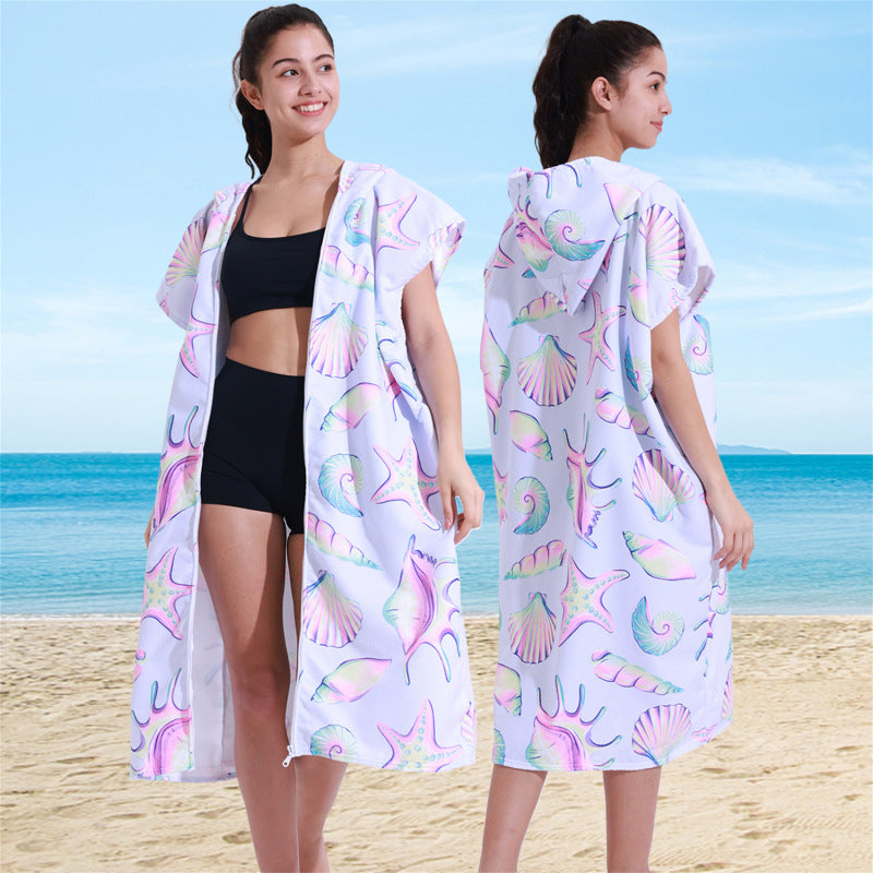 Zip- Up Hooded Bath Robe & Beach Towel