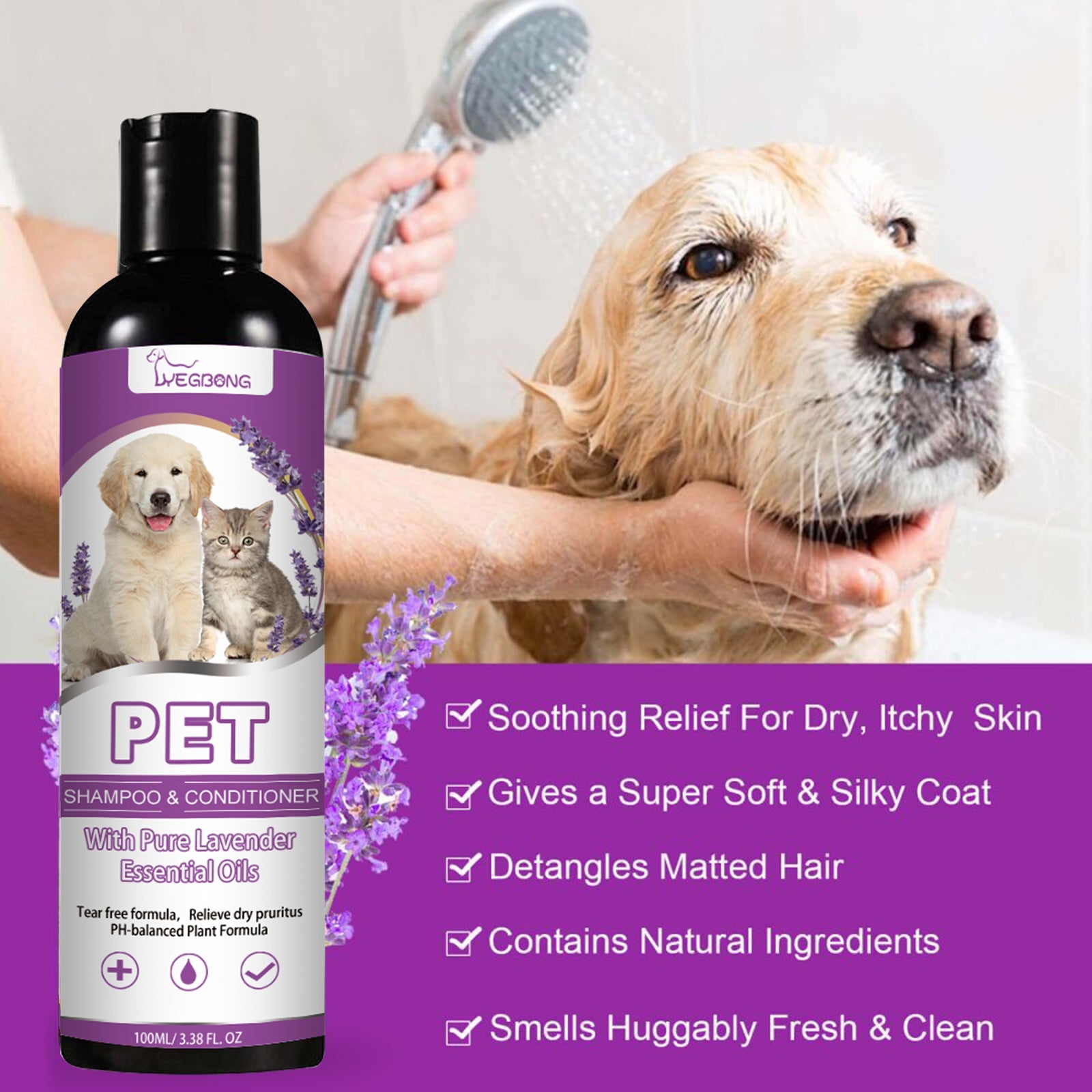Yegbong - Pet Shampoo & Conditioner with Pure Lavender Essential Oils
