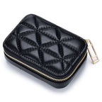 Portable Lipstick Case with Mirror Genuine Leather Cosmetic Pouch