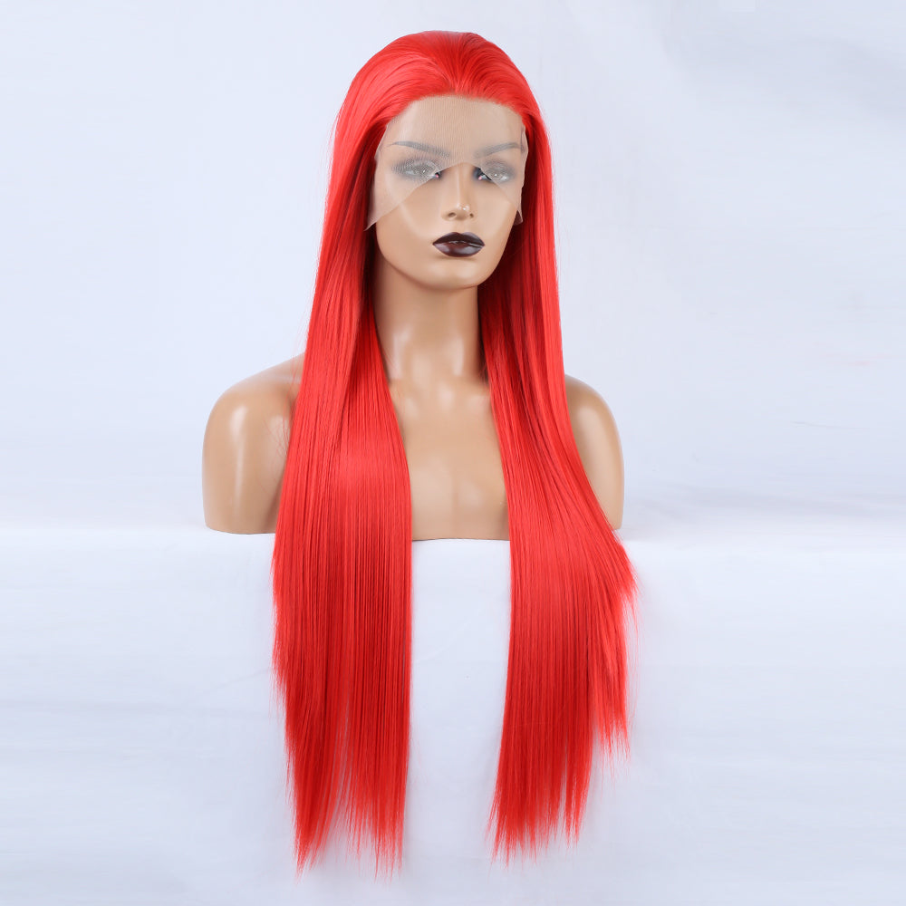 Flame Red - Goddess Wig Natural Realistic Chemical Fiber Front Lace 22”-26”