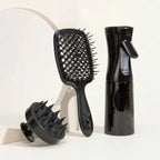 Hollow Comb, Spray Bottle (200ml), Silicone Scalp Massage Brush Set