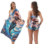 Two-in-One Beach Towel Bag - Printed Bath Towel All-In-One Beach Towel & Storage Bag