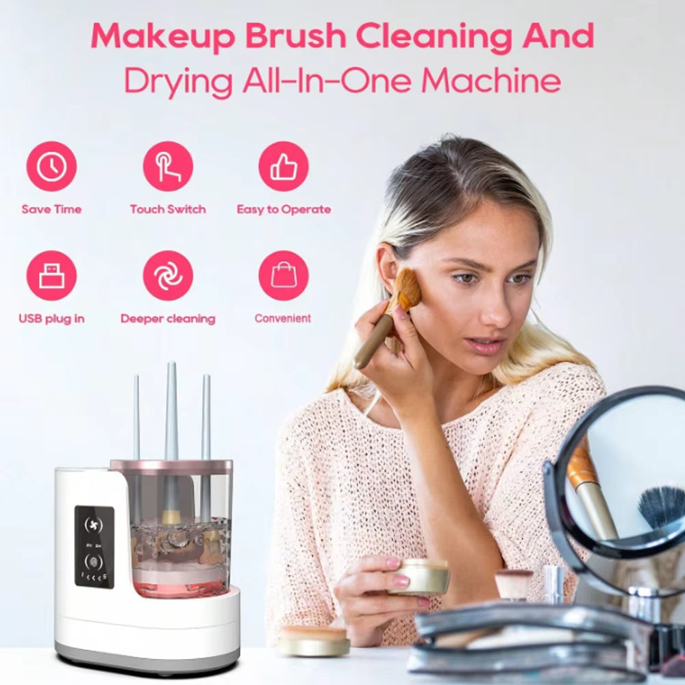 3-in-1 Rechargeable Electric Makeup Brush Automatic Stand Cleaner