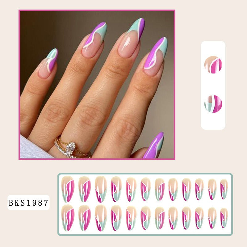 Nail Art - Mid Length Almond Nails (10 Sets/Multi Option)