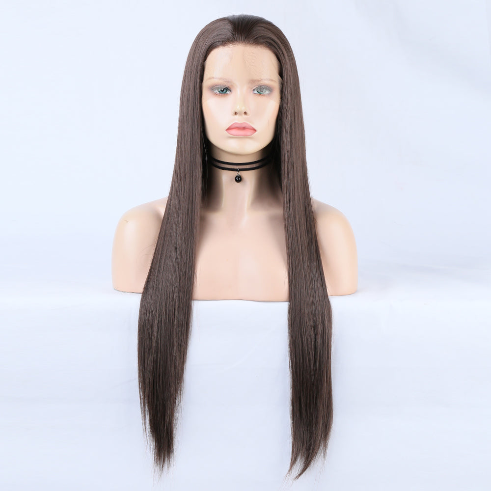 Dark Brown - Goddess Wig Natural Realistic Chemical Fiber Front Lace 22”-26”
