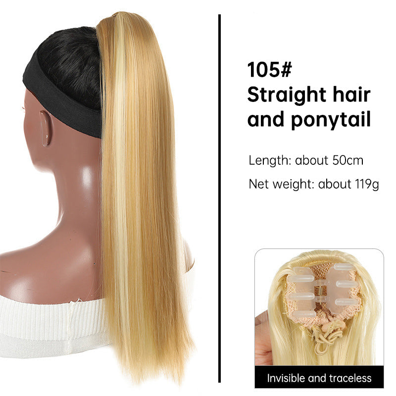 Multi Colored Options - Grab Clip On Ponytail Straight Synthetic