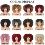 Multi Colored - Small Curly Synthetic Chemical Fiber Wig Full Head Set