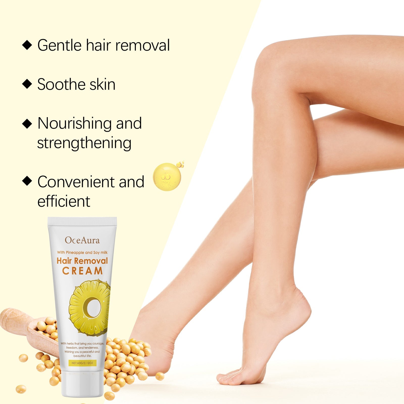 OceAura - Pineapple & Soy Milk Hair Removal Cream