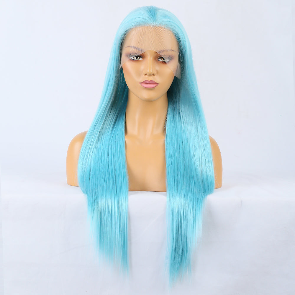 Neon Blue - Goddess Wig Natural Realistic Chemical Fiber Front Lace 22”-26”