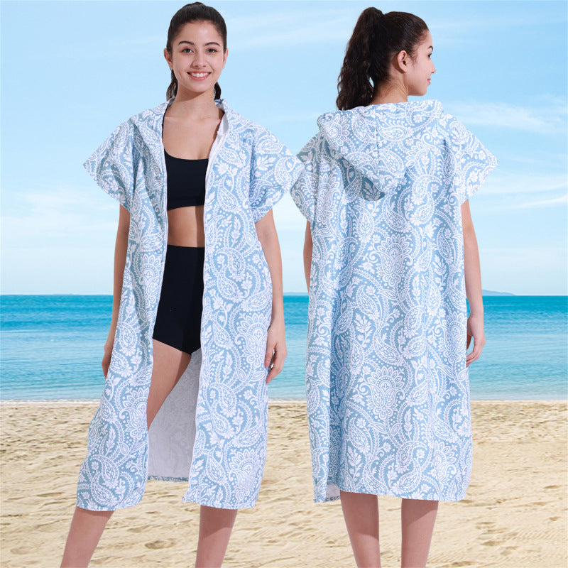 Zip- Up Hooded Bath Robe & Beach Towel