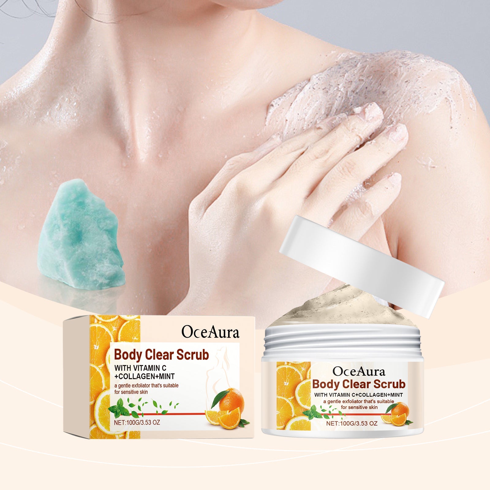 OceAura - Body Clear Scrub with Vitamin C, Collagen & Mint