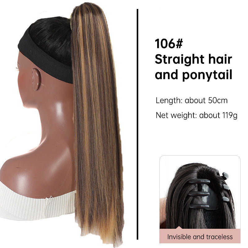 Multi Colored Options - Grab Clip On Ponytail Straight Synthetic
