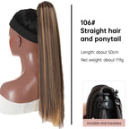 Multi Colored Options - Grab Clip On Ponytail Straight Synthetic
