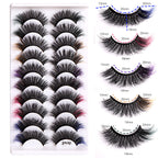 10 Pairs Of Color Mink Hair Thick Cross False Eyelashes 8D FLUFFY