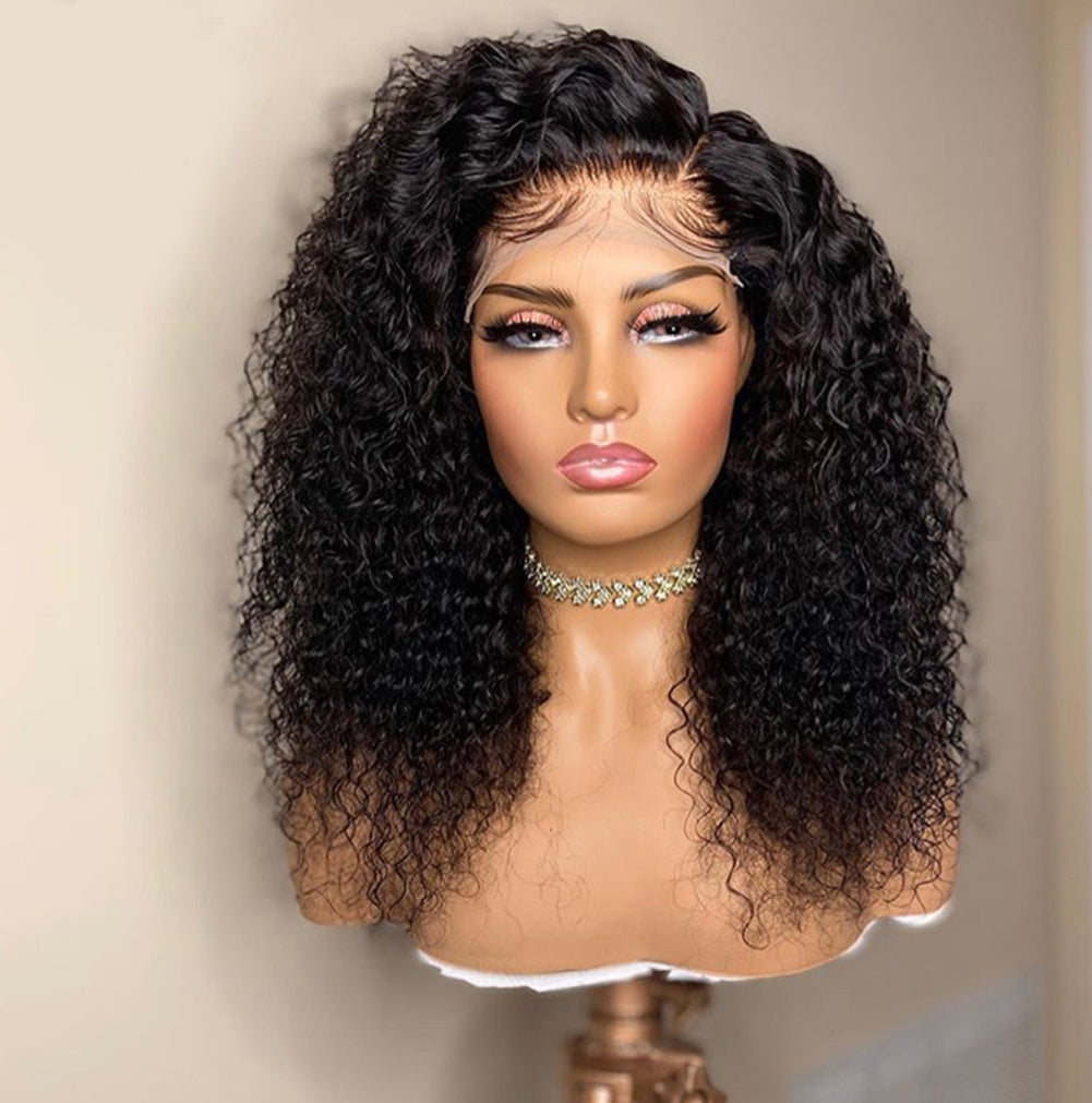Black - Kinky Wave Small Volume Women's Chemical Fiber Front Lace Wig 16”-26”