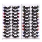 10 Pairs Of Color Mink Hair Thick Cross False Eyelashes 8D FLUFFY