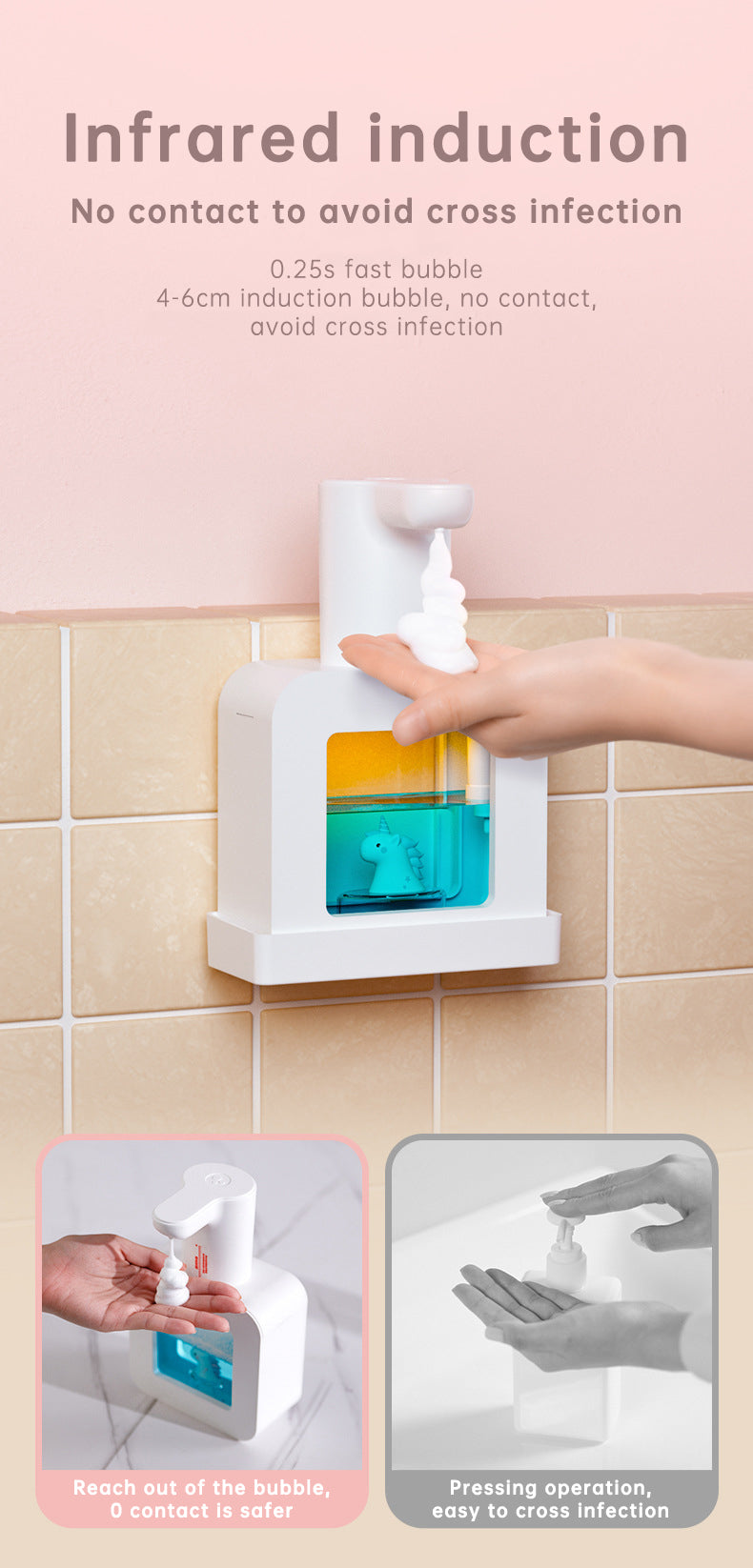Cute Cat Rechargeable Touchless Automatic Soap Dispenser 400ml with Night Light