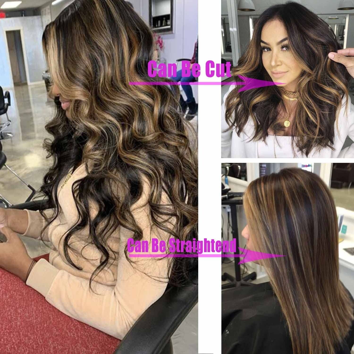 Multi Colored - Small Center Split Large Wavy Long Curly Front Lace Wigs