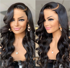 Black - Long Body Wave Synthetic Wigs for Middle Part 14” - 26”