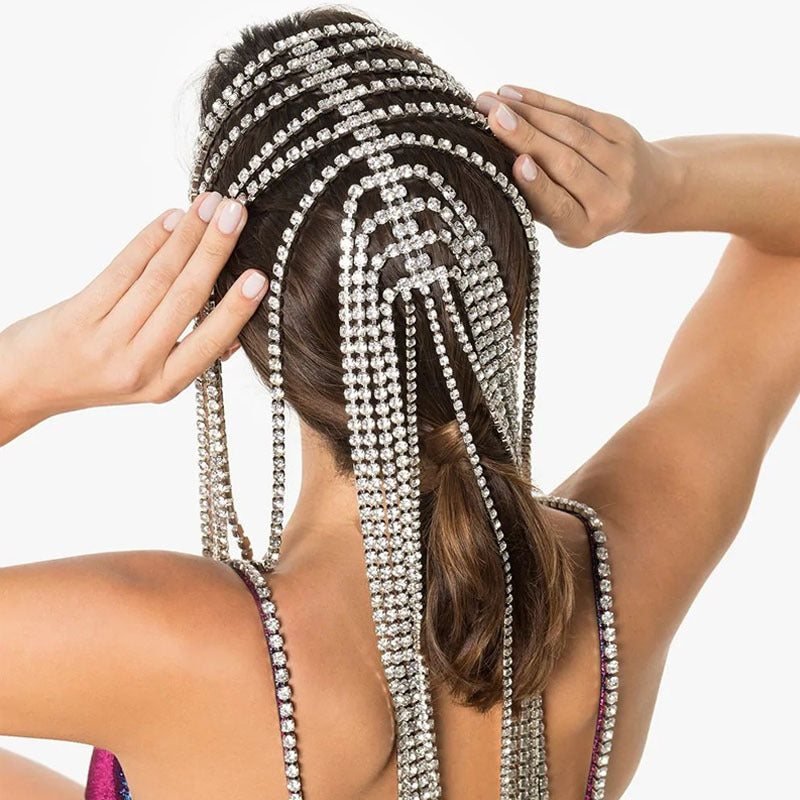 Embrace - Long Rhinestone Tassel Headpiece