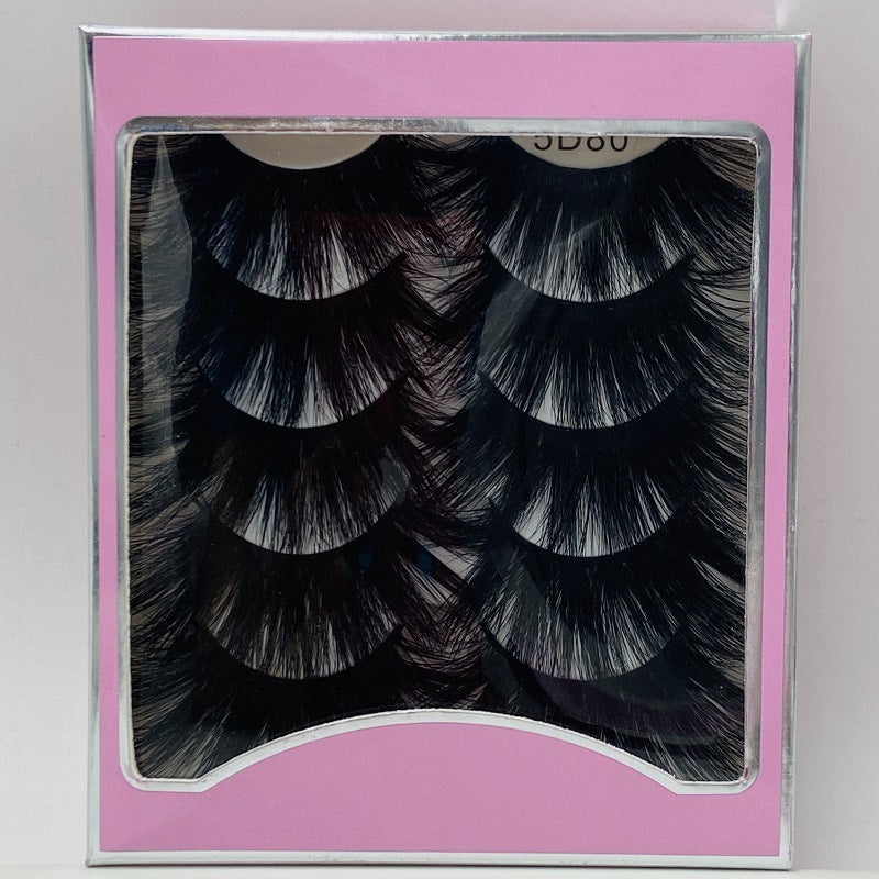 5D 25mm - 5 Pairs Mink Eyelashes Multi-Layer Lengthening Thick Thickened False Eyelashes