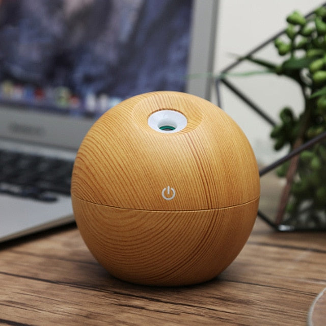 Natural Wood - Ultrasonic 7 Color LED Humidifier & Aromatherapy Diffuser