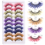 10 Pairs Of Color Mink Hair Thick Cross False Eyelashes 8D FLUFFY