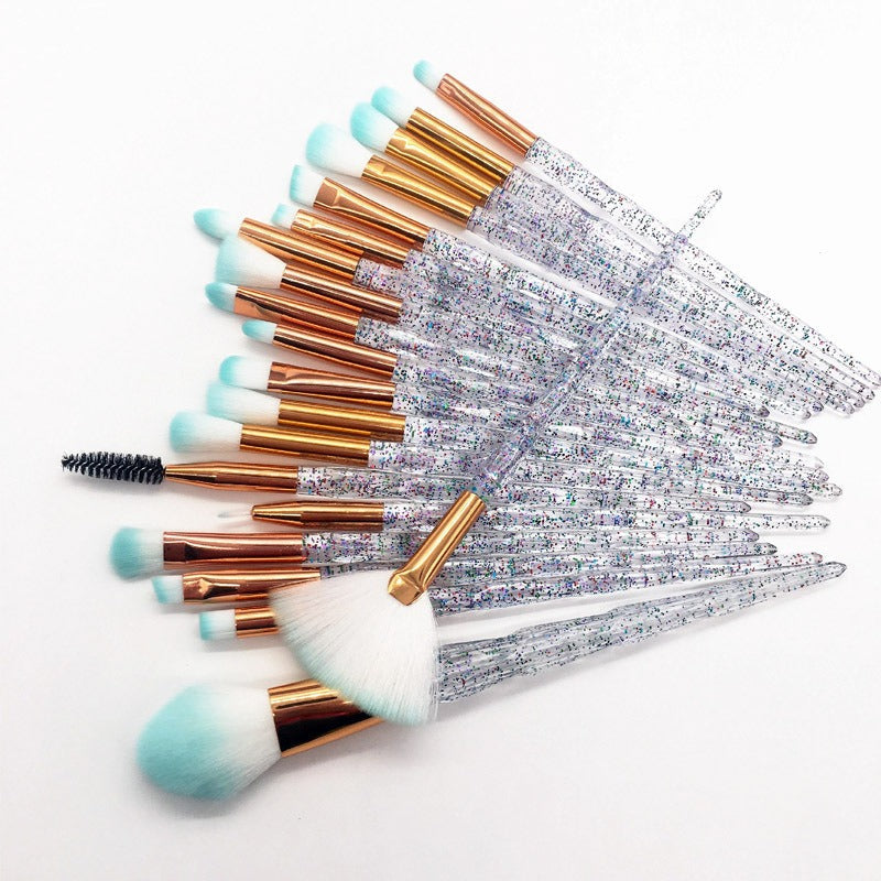 Diamonds - 20 Piece Set Colorful Diamond Transparent Make Up Brushes